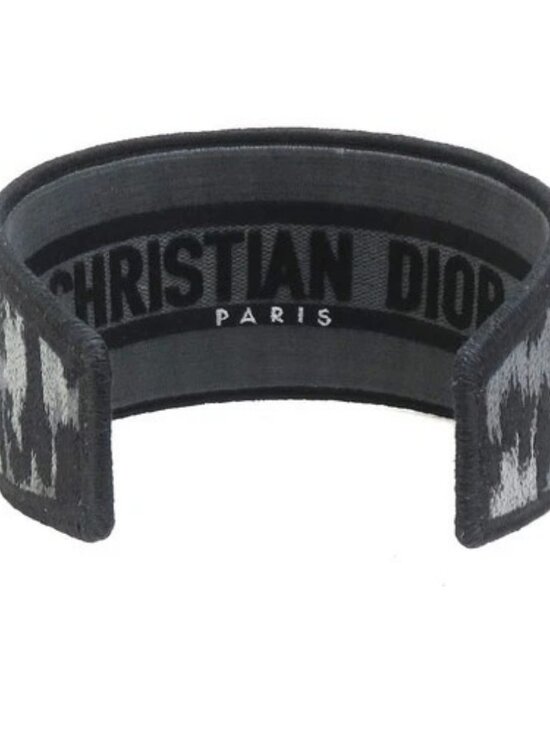 Auth Christian Dior Leopard Head Band Black/Gray Canvas - h32080a main image 4
